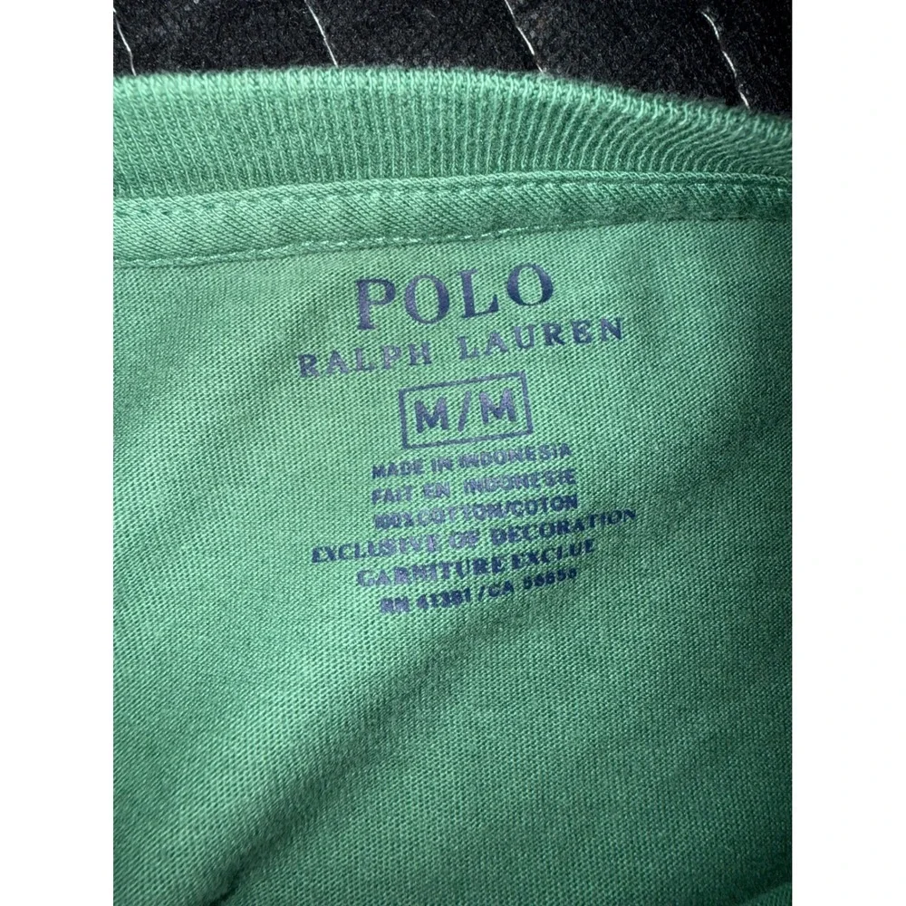 Polo Ralph Lauren Long Sleeve T-Shirt Mens M Green Purple Pony Logo Cotton